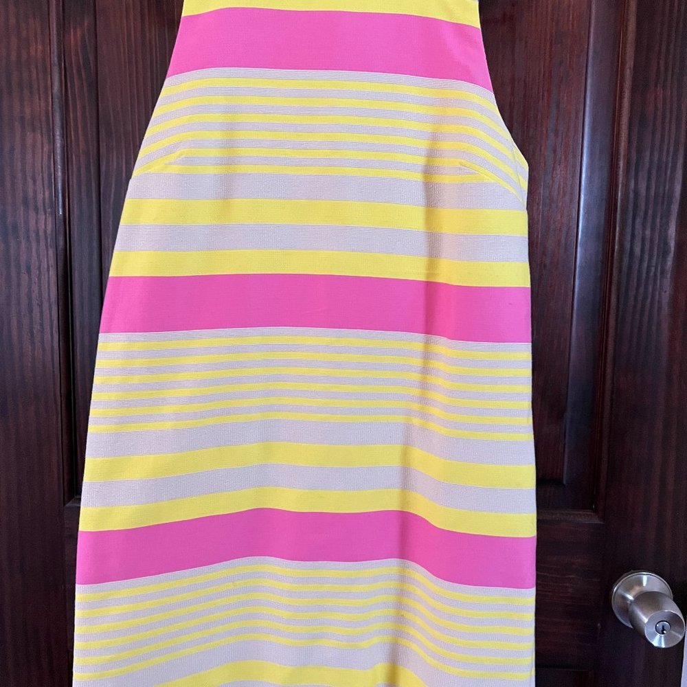 Loft, Shift Dress Pink, Yellow, Tan, Size 8
